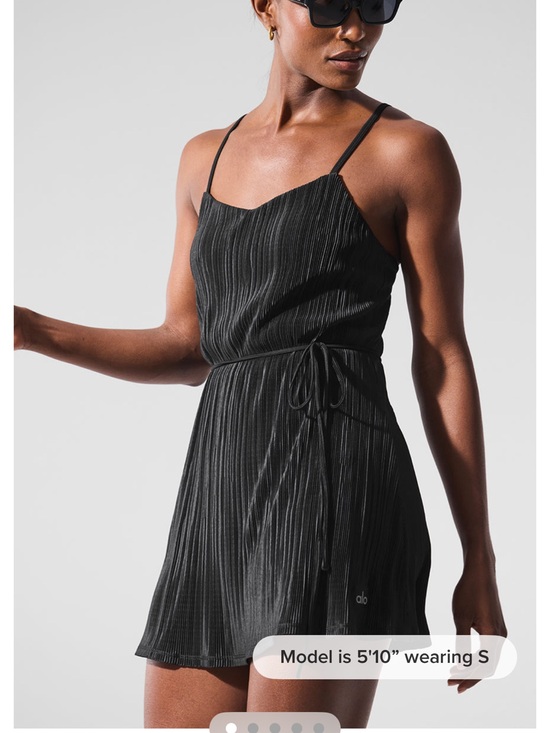 ALO Yoga Dresses & Skirts - ALO Yoga Black Pleated Slip Romper